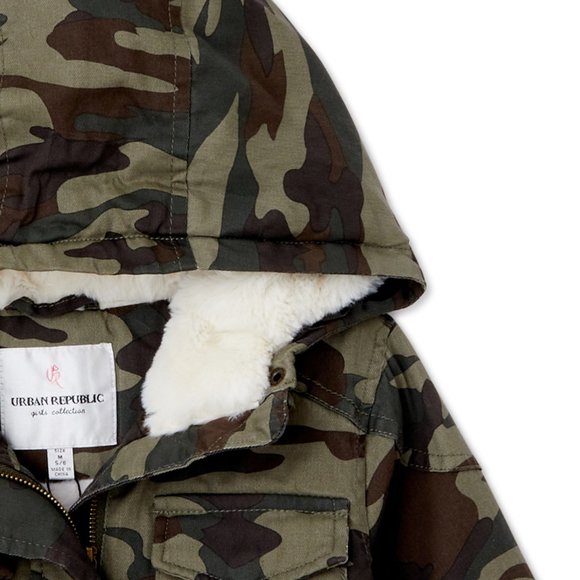 New Girls Heavyweight Cotton Faux Fur Lined Jacket - Picture 3 of 13